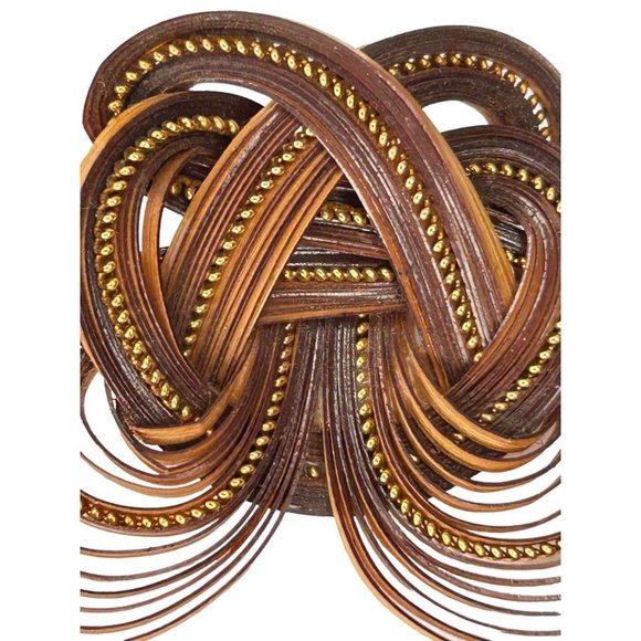 Quilled Dark Brown Brooch Pin Fold Art Dark Brown Goldtone 2" - Picture 4 of 6